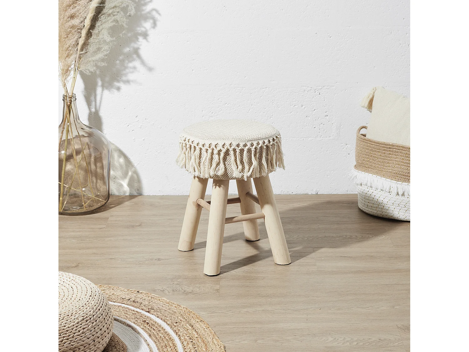 Tabouret PAMPA M2 bohème en bois de haute qualité