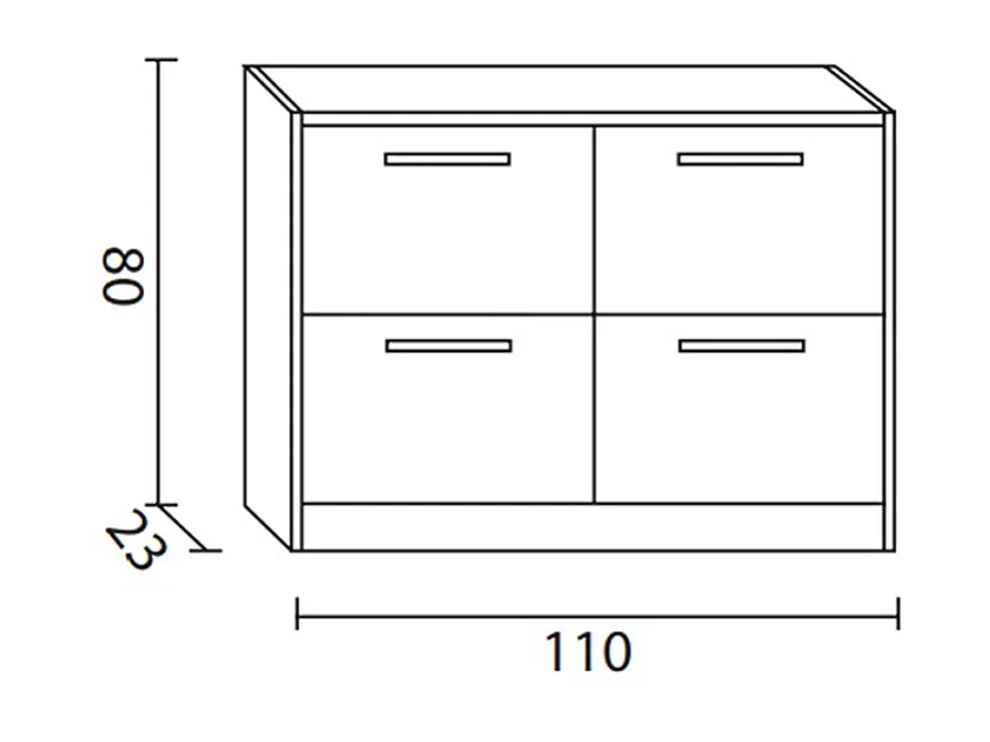 Meuble à chaussures, commode à chaussures en pin massif coloris noyer - Longueur 110  x Profondeur  23 x Hauteur 80 cm