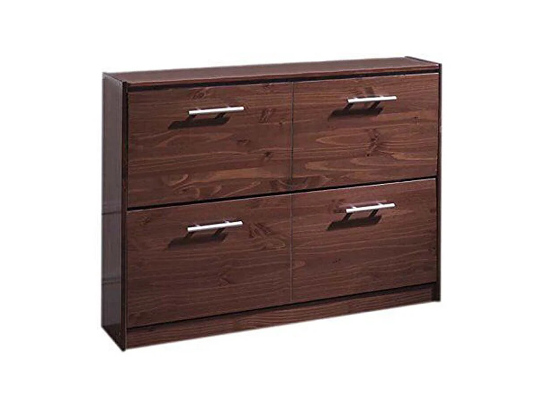 Meuble à chaussures, commode à chaussures en pin massif coloris noyer - Longueur 110  x Profondeur  23 x Hauteur 80 cm