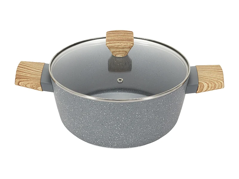 Faitout Aluminium Forgé avec Manche Effet Bois 28cm pour une cuisine savoureuse et sophistiquée