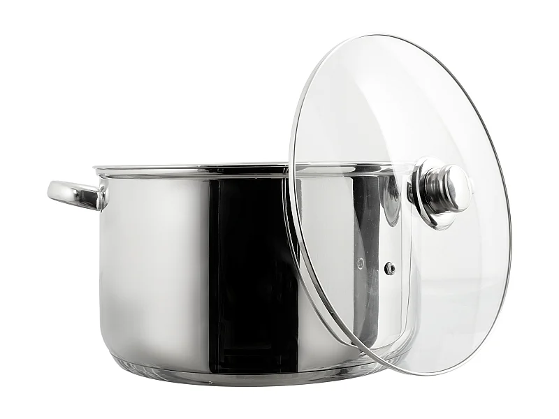 Faitout en métal de 10L avec couvercle en verre pour induction