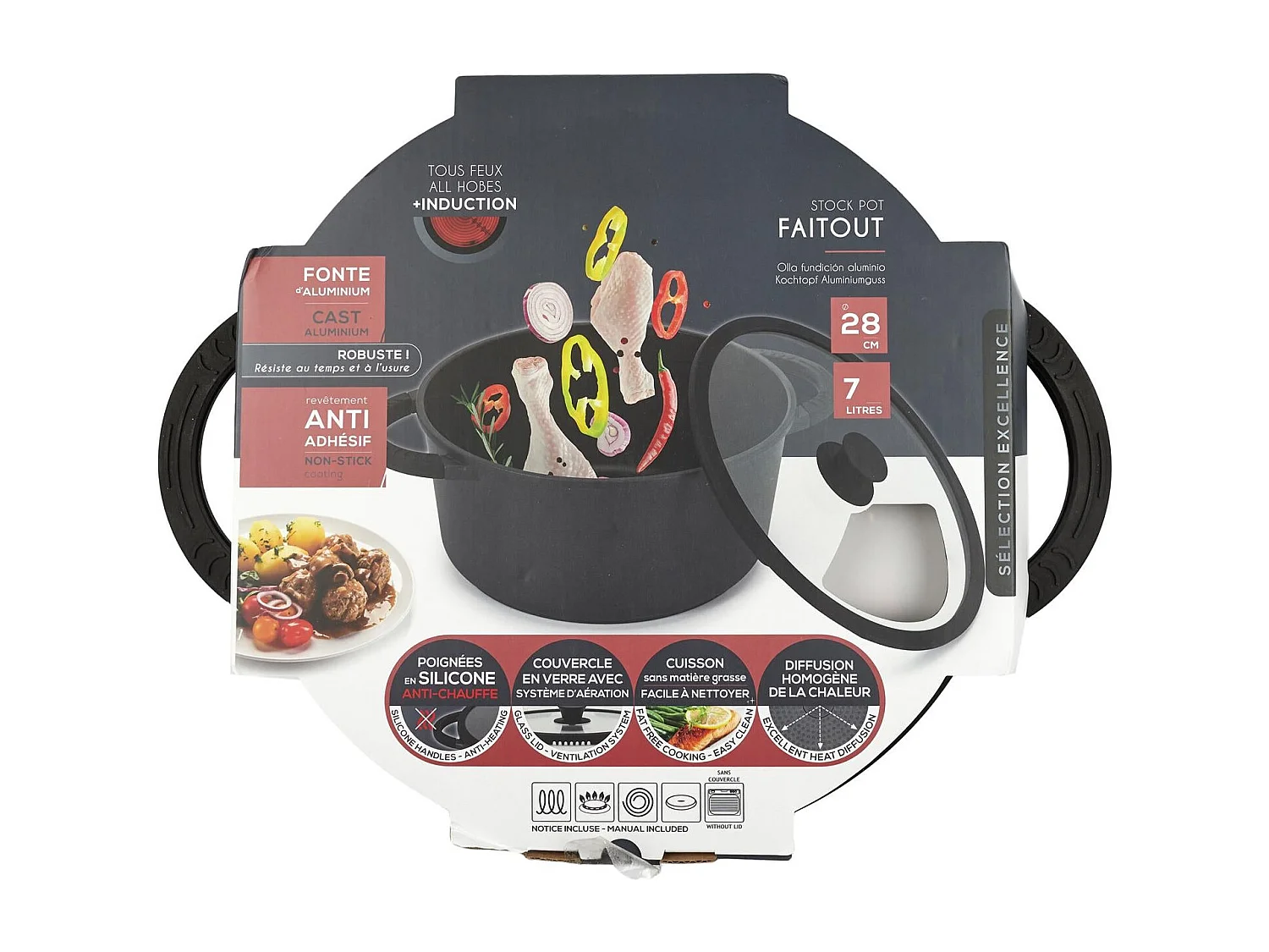 Faitout en fonte d'aluminium M4 de 28cm