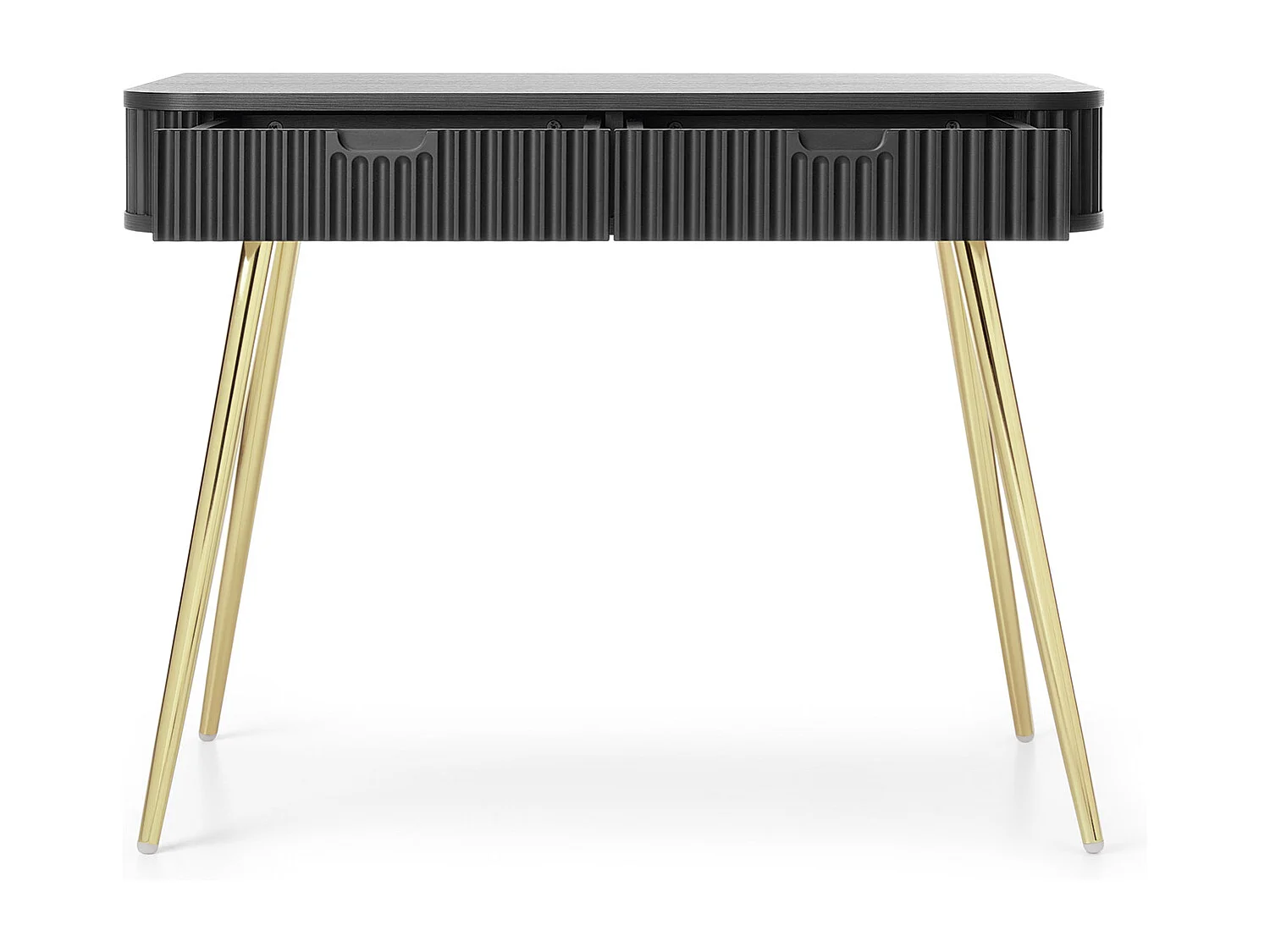 Toaletka w stylu wiejskim "ZOVA", konsola, biurko z szufladami, metalowe nogi złote 103/80/49 cm, kolor: beż kaszmirowy