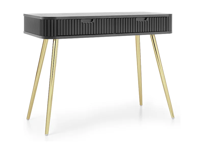 Toaletka w stylu wiejskim "ZOVA", konsola, biurko z szufladami, metalowe nogi złote 103/80/49 cm, kolor: beż kaszmirowy