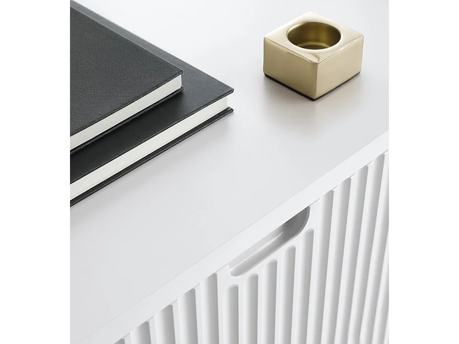 Landhuisstijl Kaptafel "ZOVA", console, bureau met lades, metalen poten goud 103/80/49 cm, kleur: wit