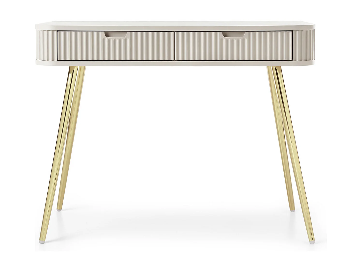 Toaletka w stylu wiejskim "ZOVA", konsola, biurko z szufladami, metalowe nogi złote 103/80/49 cm, kolor: czarny