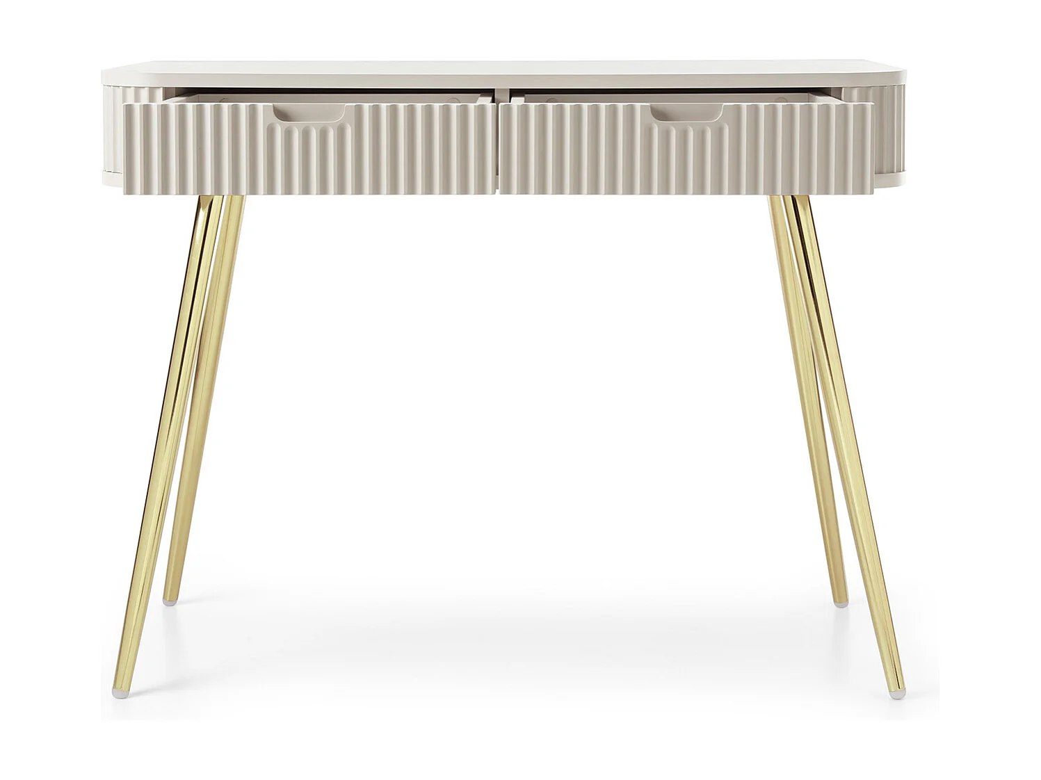 Toaletka w stylu wiejskim "ZOVA", konsola, biurko z szufladami, metalowe nogi złote 103/80/49 cm, kolor: czarny