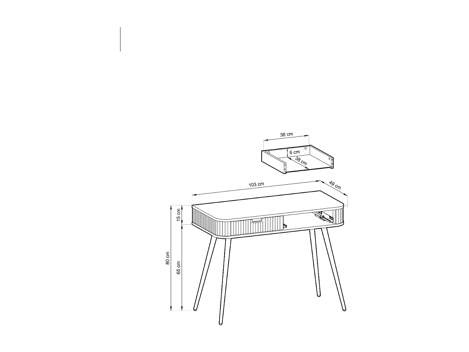 Toaletka w stylu wiejskim "ZOVA", konsola, biurko z szufladami, metalowe nogi złote 103/80/49 cm, kolor: czarny