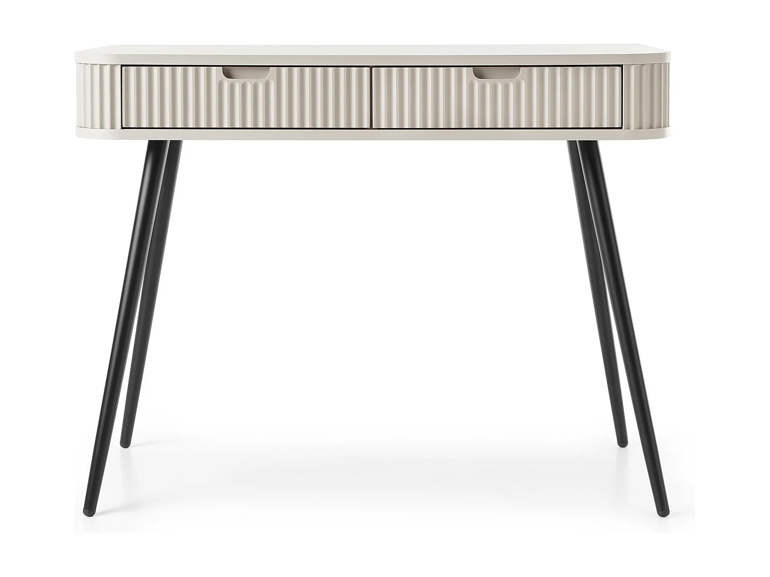 Coiffeuse style champêtre "ZOVA", table console, bureau avec tiroirs, pieds métalliques noirs 103/80/49 cm, couleur : Noir