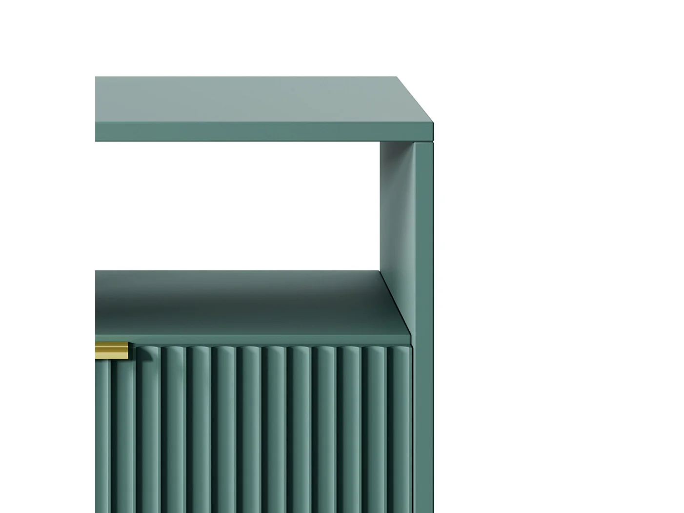 Table de Nuit Élégante Nova – Design avec poignée dorée, Façade Geriffelt, Pratique & Moderne, 54x56x39 cm, Labrador mat, Pieds métal dorés