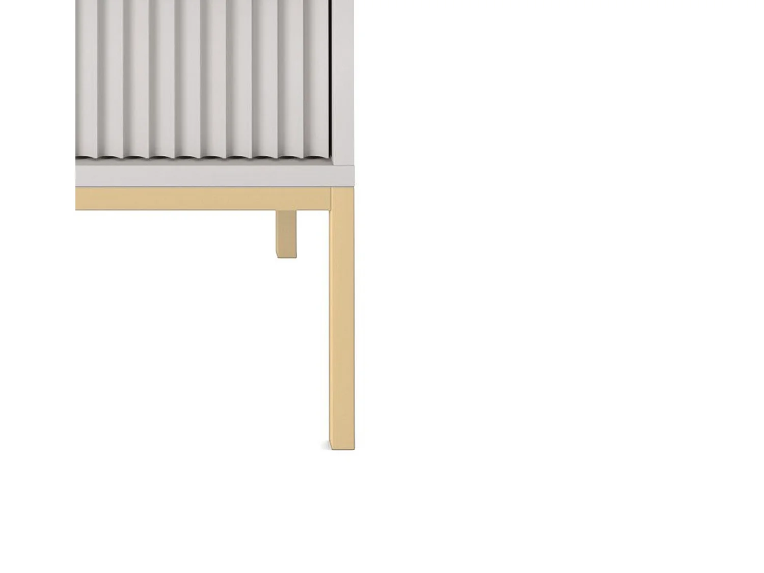 Table de Nuit Élégante Nova – Design avec poignée dorée, Façade Geriffelt, Pratique & Moderne, 54x56x39 cm, Gris mat, Pieds métal dorés