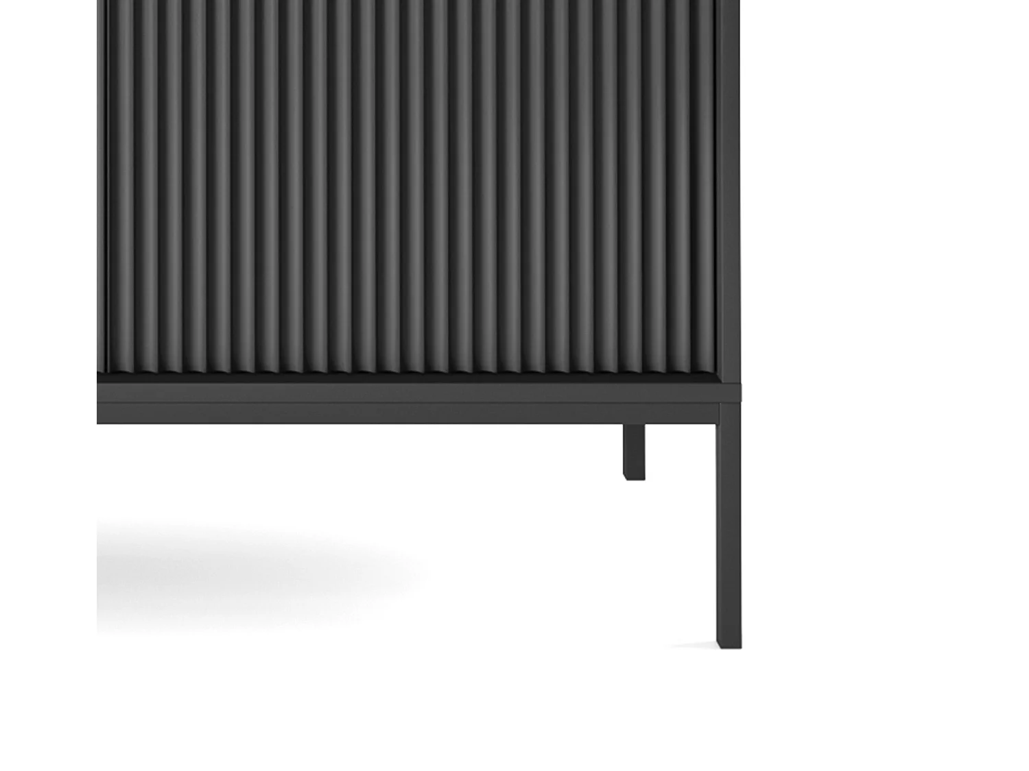 Elegante Kommode DomoHome NOVA 154x83x39cm, Geriffelte Front, Goldene Griffe, Vielseitiges Design 3 Schubladen und 3 Türen Schwarz, Schwarzer Rahmen