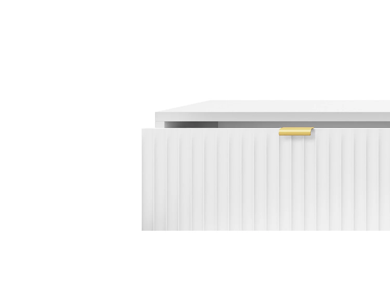 Elegante Kommode DomoHome NOVA – 154x83x39cm, Geriffelte Front, Goldene Griffe, Vielseitiges Design, 3 Schubladen und 3 Türen, Weiß, Goldrahmen