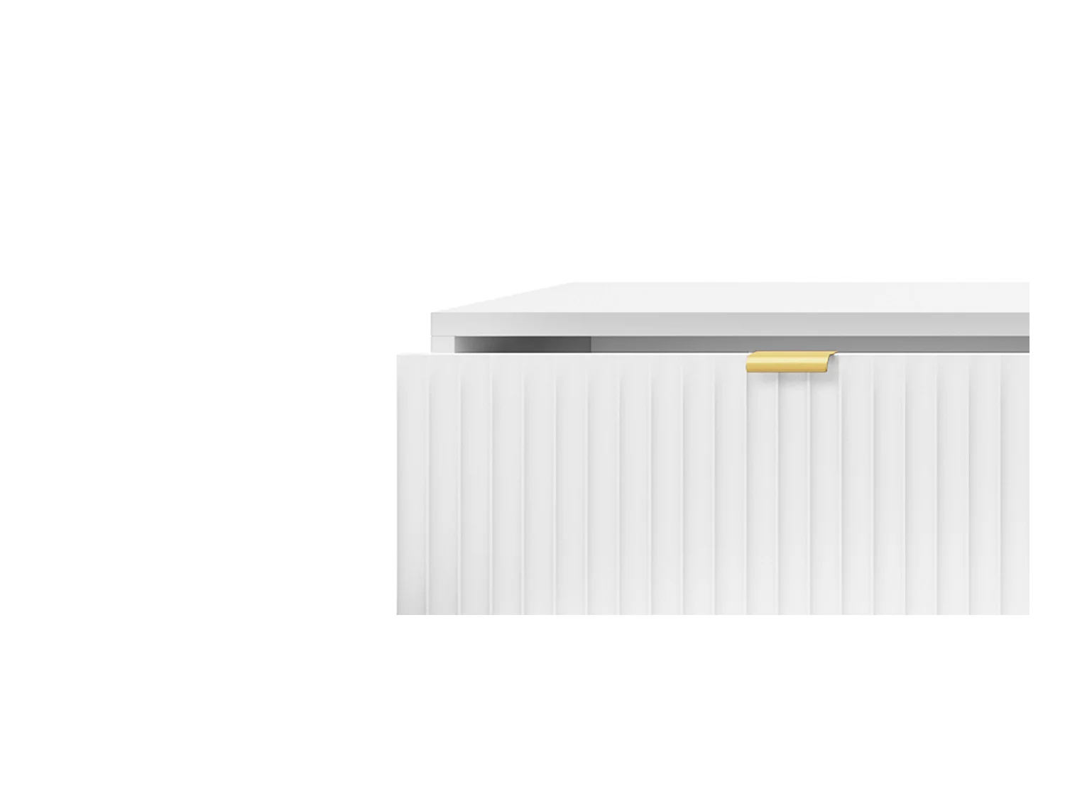 Elegante Kommode DomoHome NOVA – 154x83x39cm, Geriffelte Front, Goldene Griffe, Vielseitiges Design, 3 Schubladen und 3 Türen, Weiß, Goldrahmen