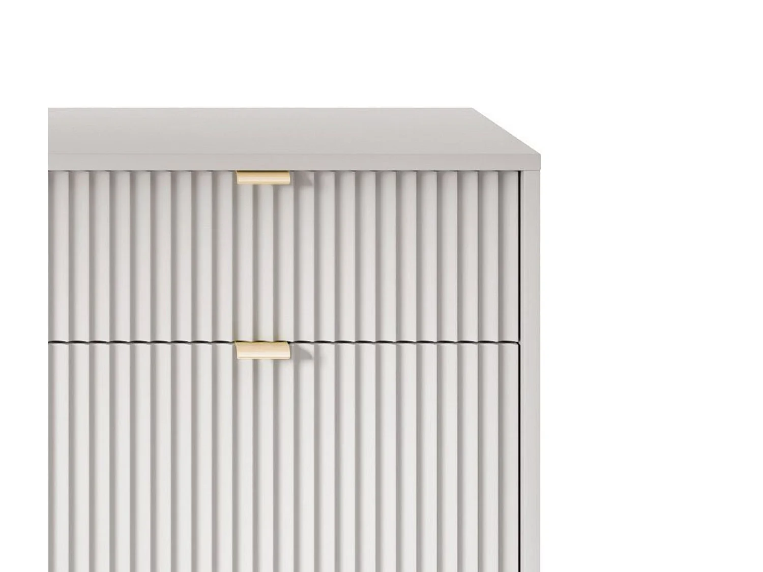 Commode Design NOVA - Couleur : Gris, Façade Geriffelt, 2 portes, 2 tiroirs, 83x104x39cm, Pieds métal dorés, Meuble polyvalent