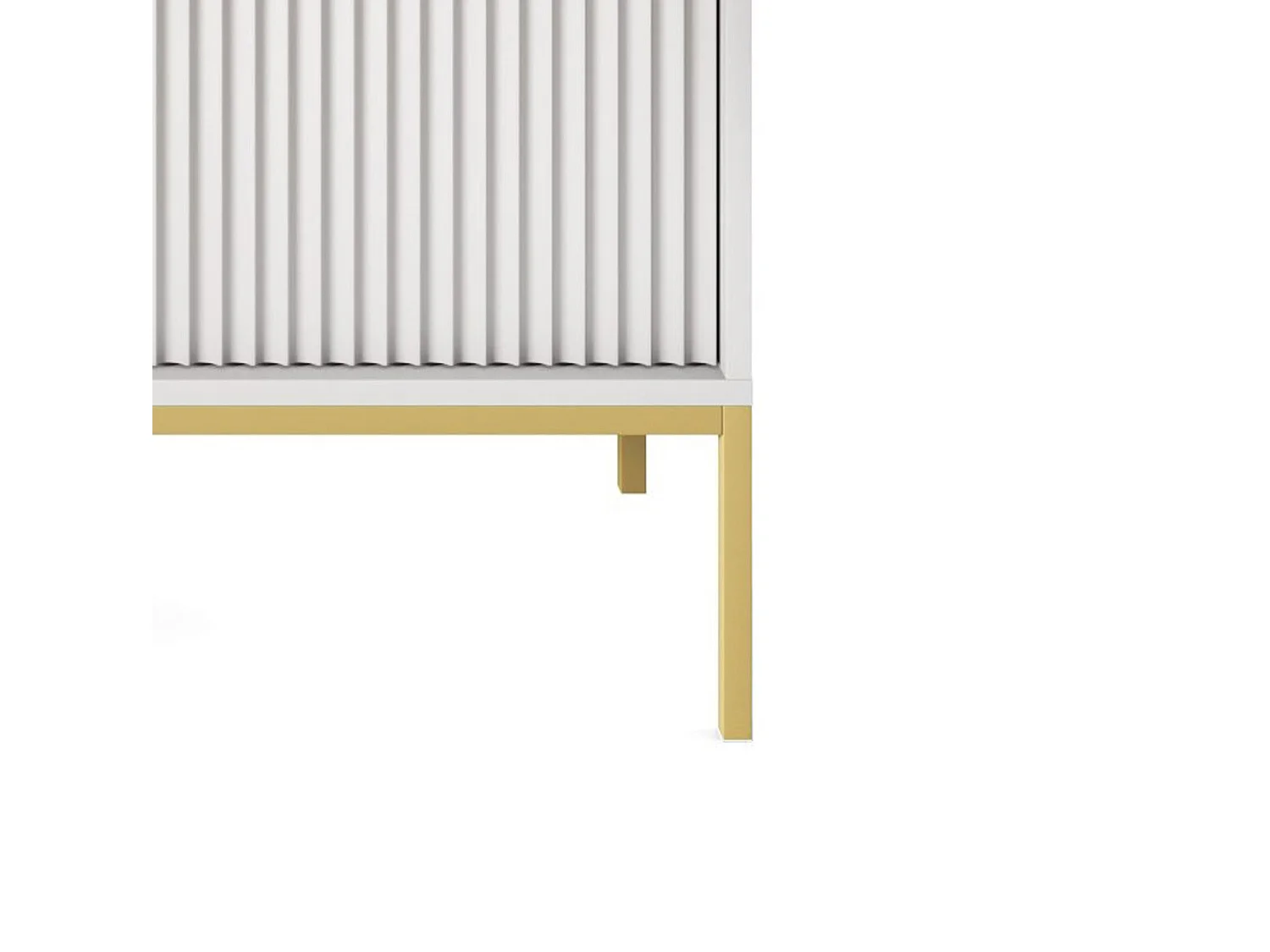 Commode Design NOVA - Couleur : Gris, Façade Geriffelt, 2 portes, 2 tiroirs, 83x104x39cm, Pieds métal dorés, Meuble polyvalent