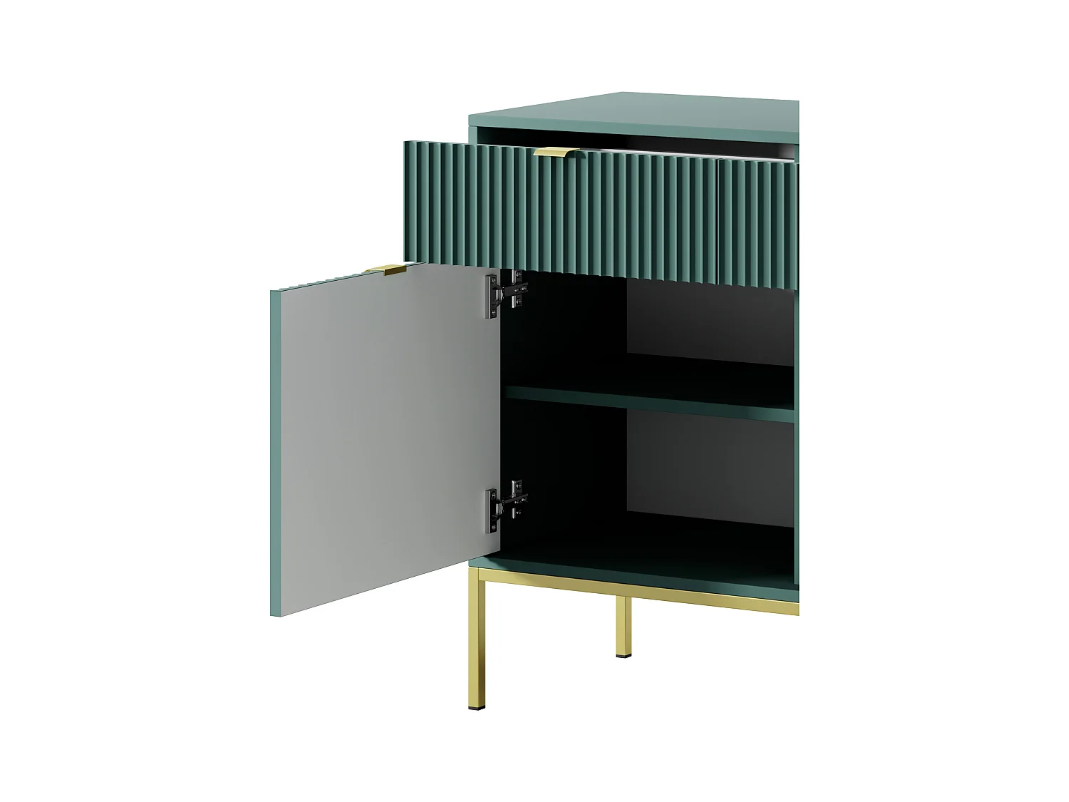 Elegante Kommode DomoHome NOVA – 154x83x39cm Geriffelte Front Goldene Griffe Vielseitiges Design 3 Schubladen und 3 Türen Labrador Goldrahmen