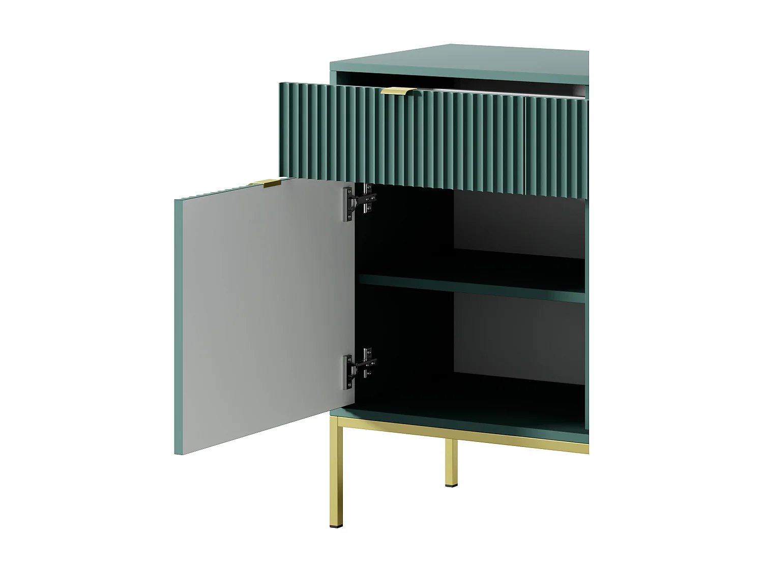 Commode Élégante DomoHome NOVA – 154x83x39cm, Façade Geriffelt, Poignées dorées, Design polyvalent, 3 tiroirs et 3 portes, Labrador, Cadre doré