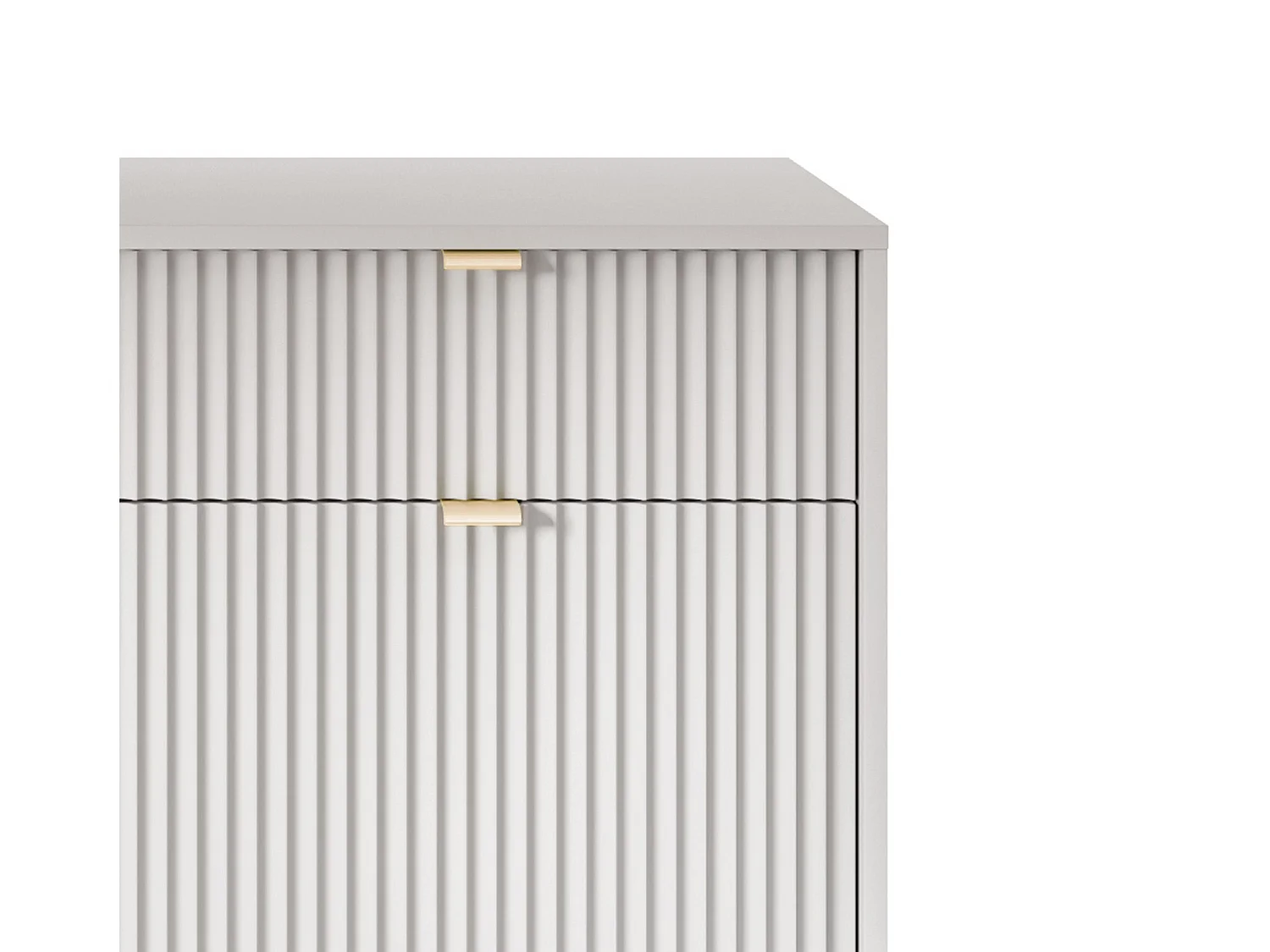 Commode Design NOVA - Couleur : Gris, Façade Geriffelt, 2 portes, 2 tiroirs, 83x104x39cm, Pieds métal noirs, Meuble polyvalent