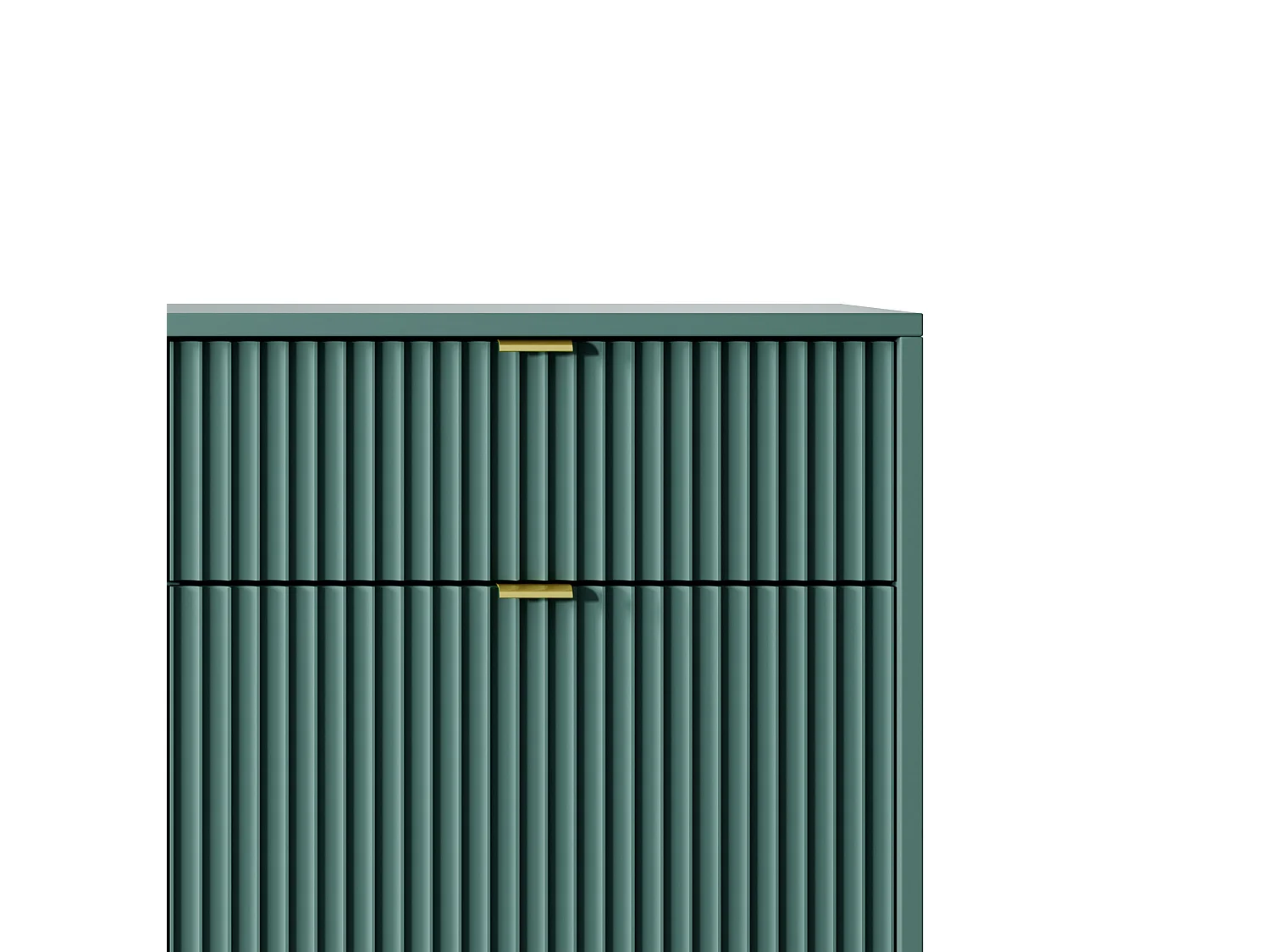 Commode Design NOVA - Couleur : Labrador, Façade Geriffelt, 2 portes, 2 tiroirs, 83x104x39cm, Pieds métal dorés, Meuble polyvalent