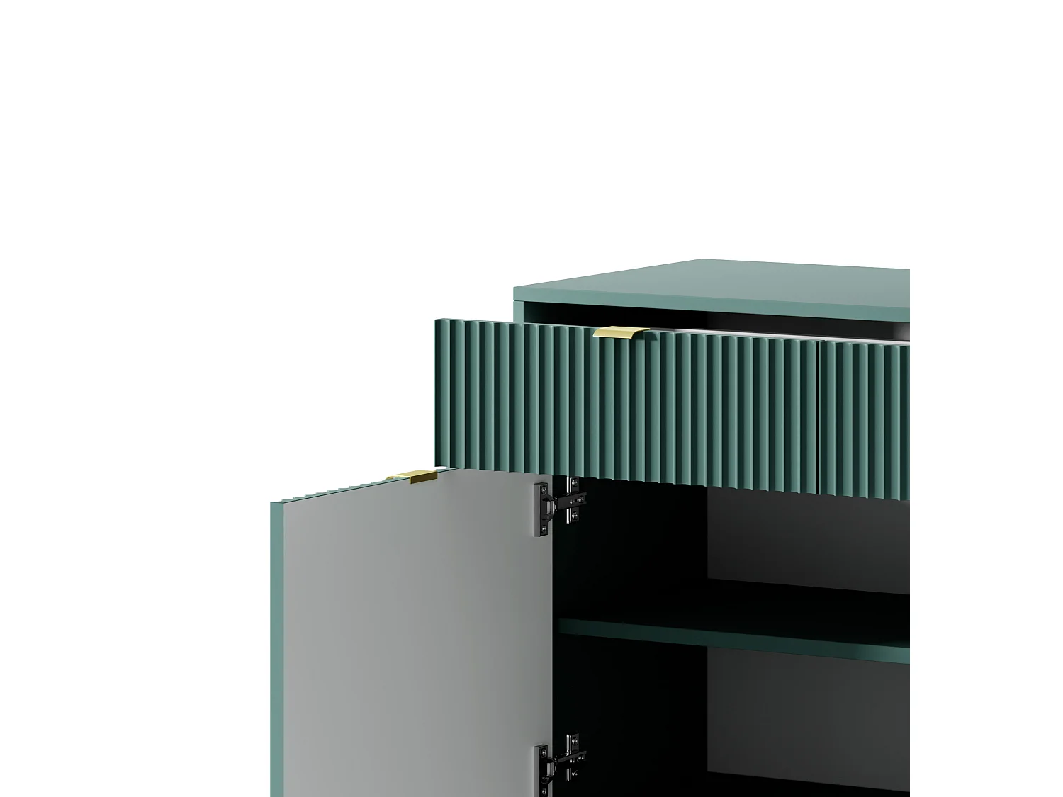 Komoda Elegancka DomoHome NOVA – 154x83x39cm, fasada Geriffelt, złote uchwyty, uniwersalny design, 3 szuflady i 3 drzwi, Labrador, rama czarna