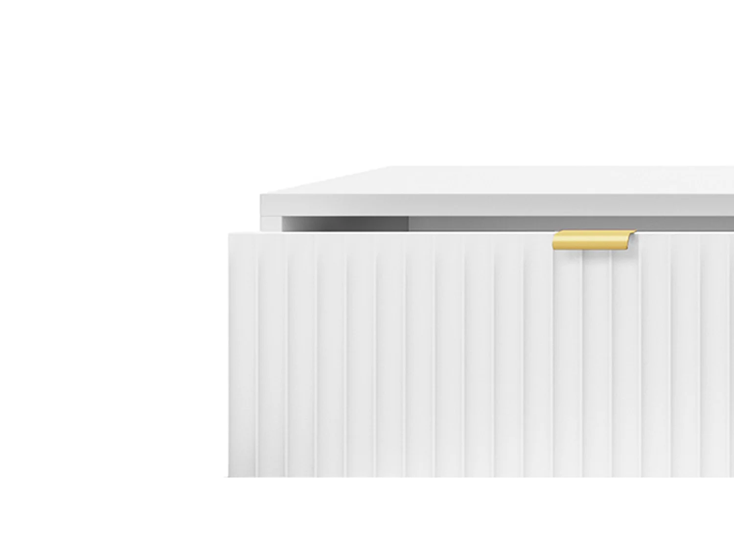 Commode Élégante DomoHome NOVA – 154x83x39cm, Façade Geriffelt, Poignées dorées, Design polyvalent, 3 tiroirs et 3 portes, Blanc, Cadre noir