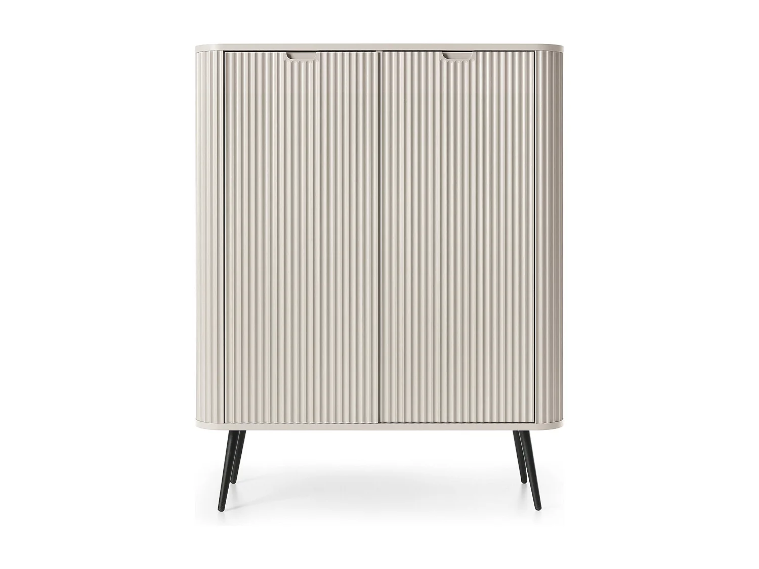 Commode haute ZOVA avec 6 étagères, rainures décoratives et pieds en métal, noir, 103/129/39cm, à monter soi-même