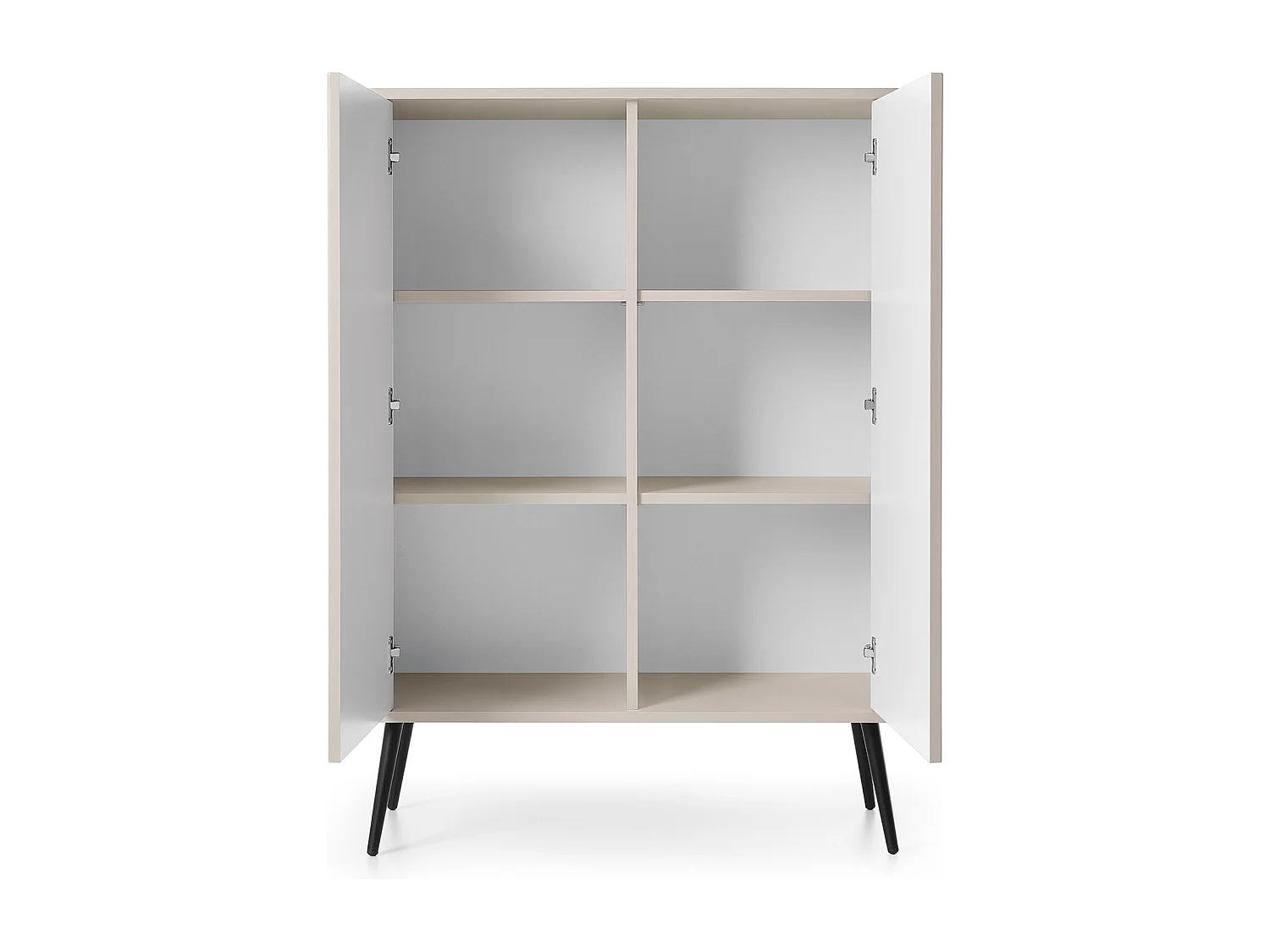 Commode haute ZOVA avec 6 étagères, rainures décoratives et pieds en métal, noir, 103/129/39cm, à monter soi-même