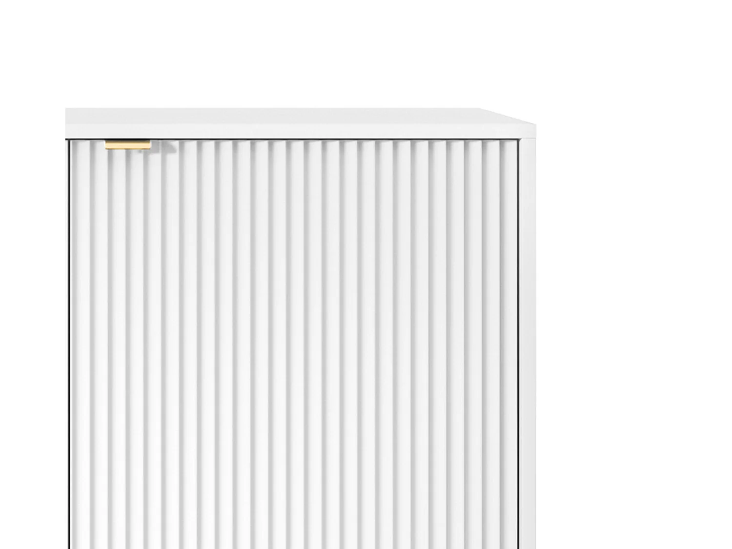 Commode Haut Geriffelt NOVA – 2 portes, Highboard avec poignées dorées, Blanc, Pieds noirs 125x104x39cm - Élégant pour salon