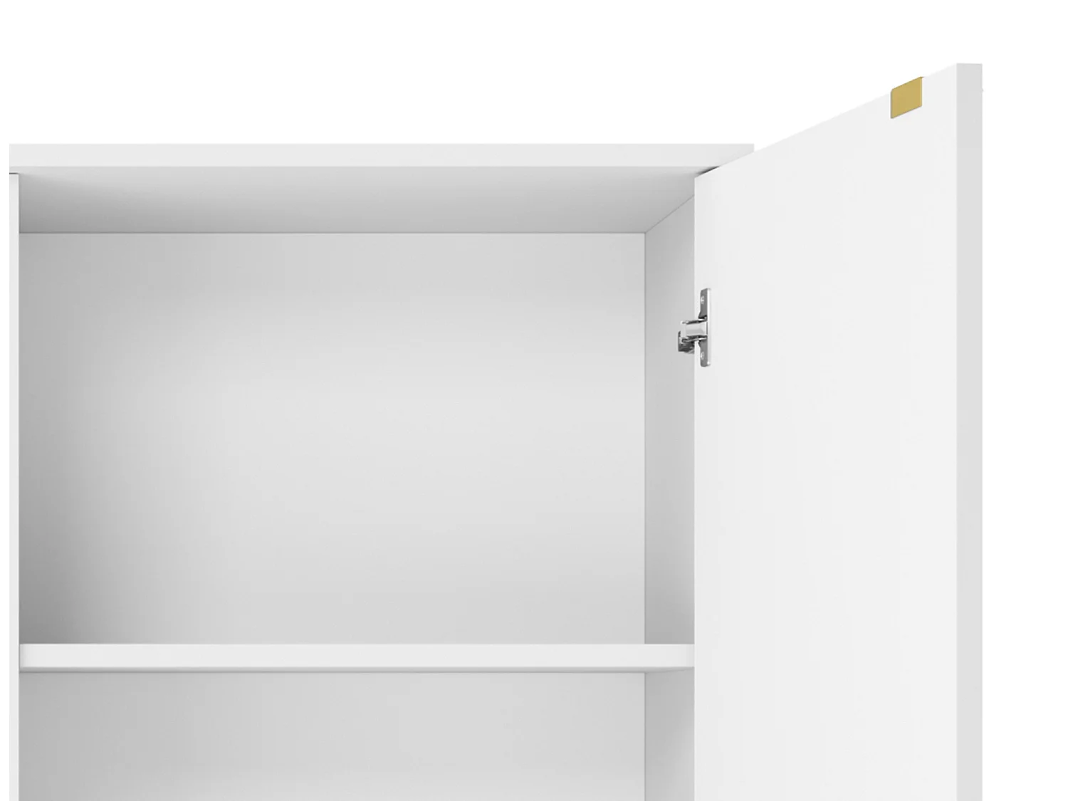 Commode Haut Geriffelt NOVA – 2 portes, Highboard avec poignées dorées, Blanc, Pieds noirs 125x104x39cm - Élégant pour salon