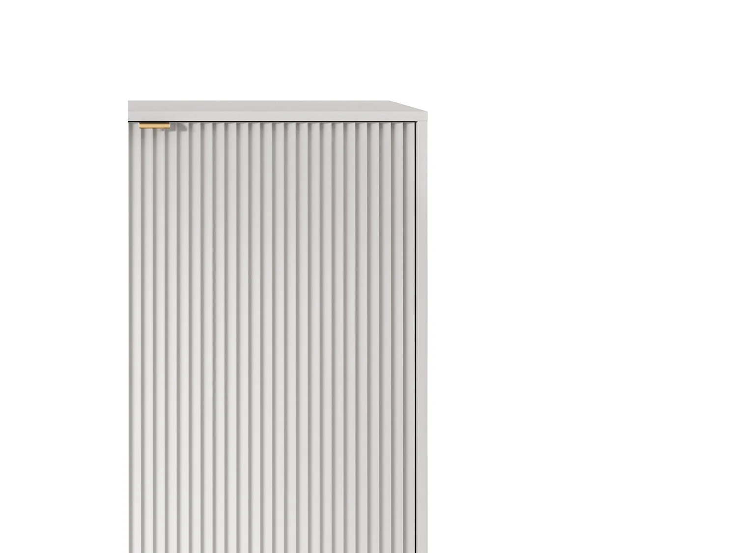 Commode Haut Geriffelt NOVA – 2 portes, Highboard avec poignées dorées, Gris, Pieds noirs 125x104x39cm - Élégant pour salon