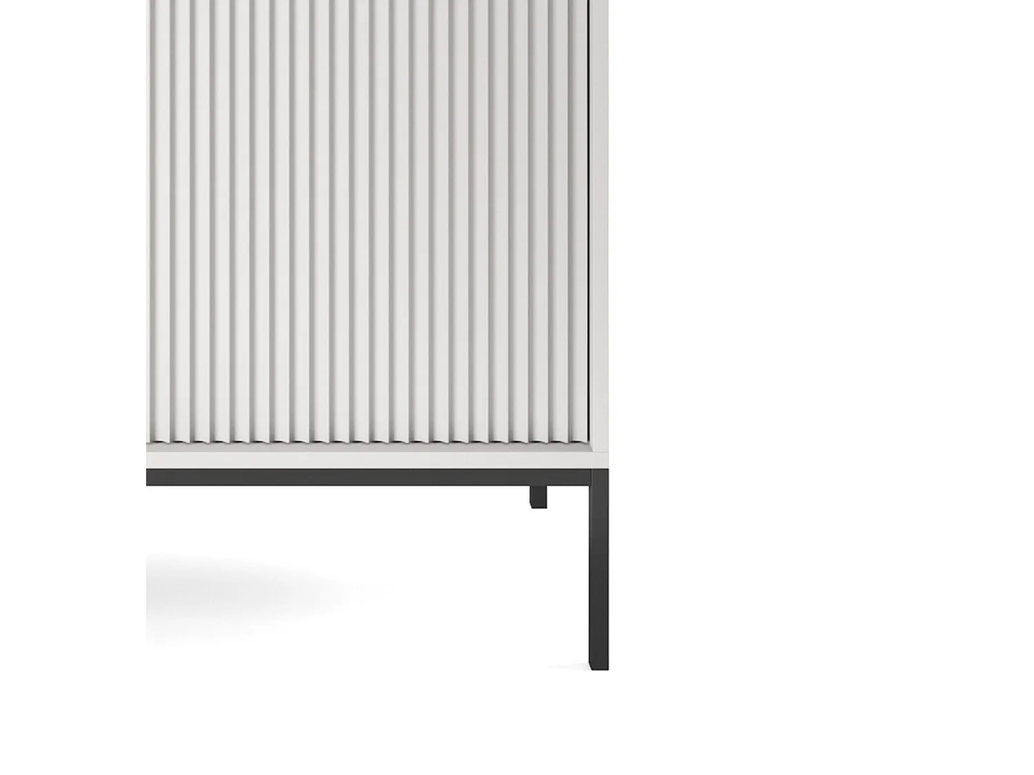 Commode Haut Geriffelt NOVA – 2 portes, Highboard avec poignées dorées, Gris, Pieds noirs 125x104x39cm - Élégant pour salon