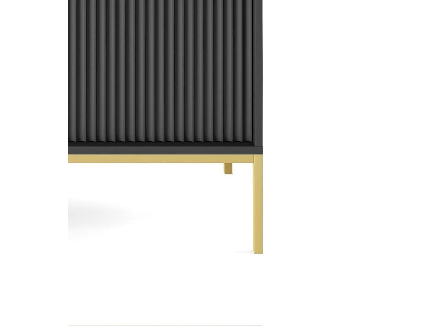 Commode Haut Geriffelt DomoHome NOVA – 2 portes, Highboard avec poignées dorées, Noir, Pieds dorés 125x104x39cm - Élégant pour salon