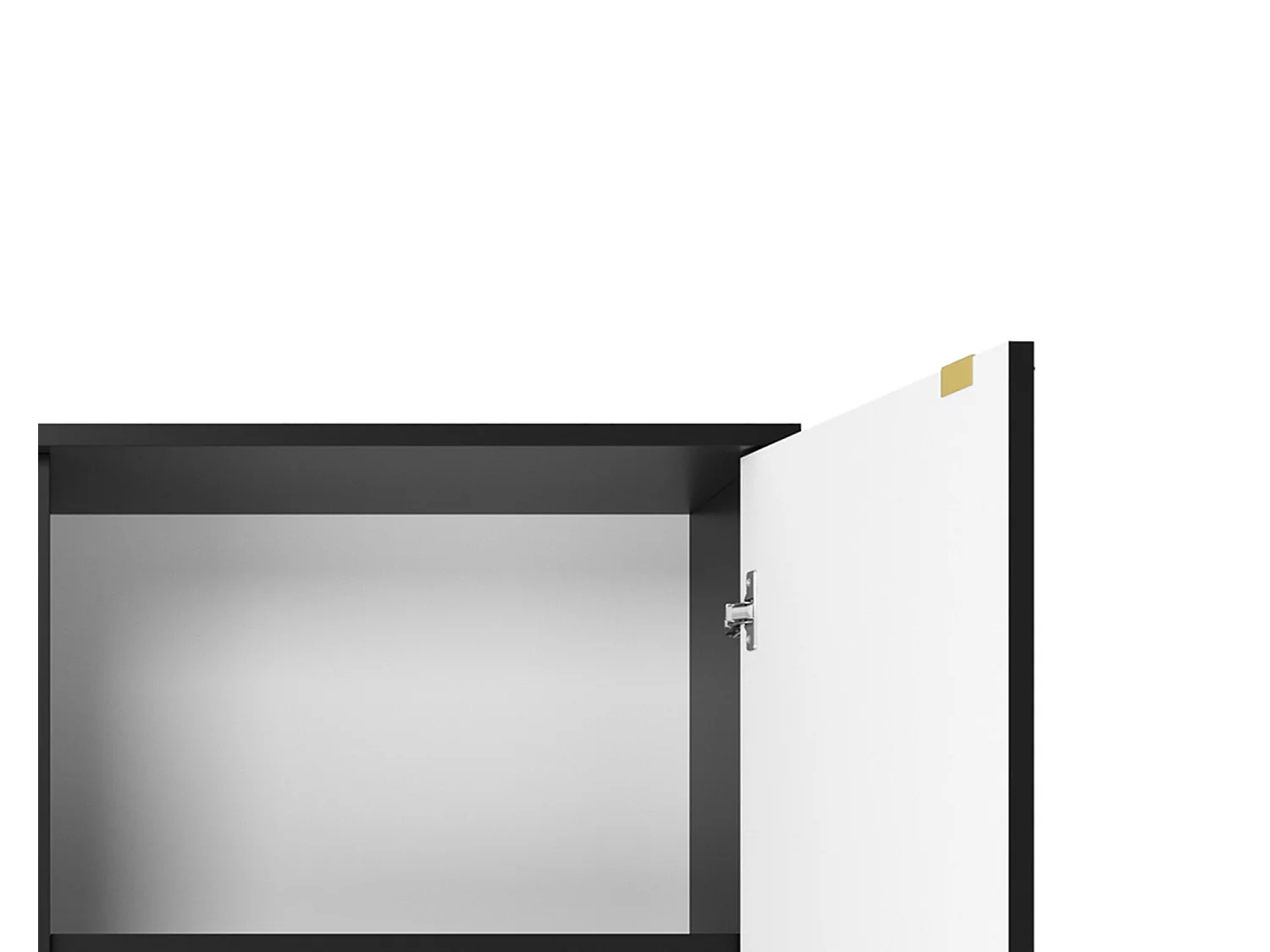 Komoda Wysoka Geriffelt DomoHome NOVA – 2 drzwi, Highboard z złotymi uchwytami, Czarny, złote nogi 125x104x39cm - Elegancka do salonu