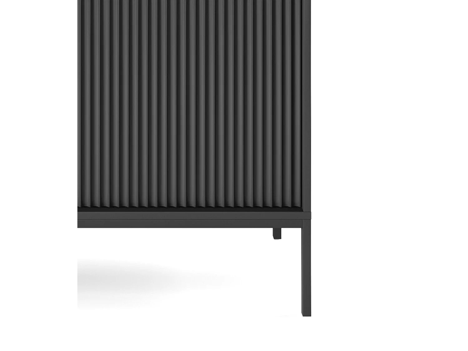 Hoog commode Geriffeld NOVA – 2 deuren, Highboard met gouden handgrepen, Zwart, Zwarte poten 125x104x39cm - Elegant voor woonkamer