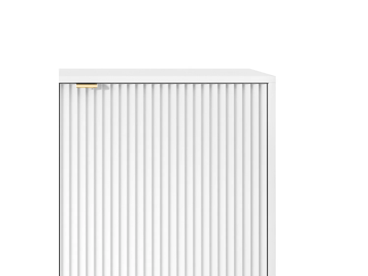 Commode Haut Geriffelt DomoHome NOVA – 2 portes, Highboard avec poignées dorées, Blanc, Pieds dorés 125x104x39cm - Élégant pour salon