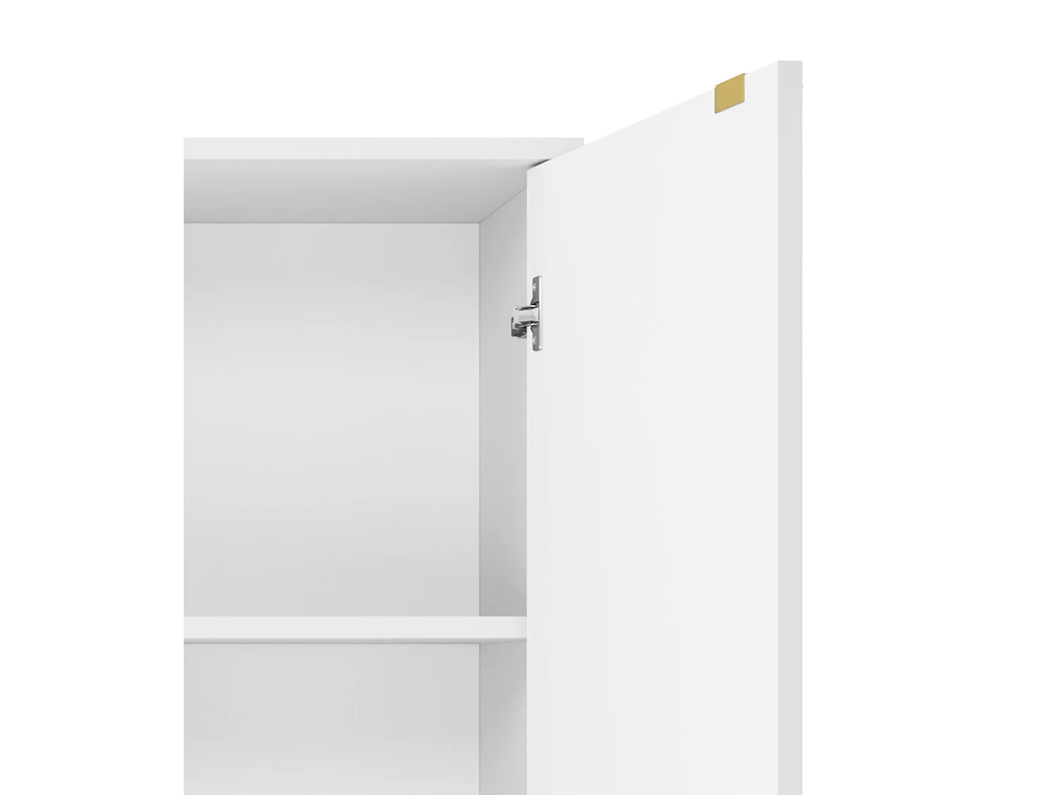 Commode Haut Geriffelt DomoHome NOVA – 2 portes, Highboard avec poignées dorées, Blanc, Pieds dorés 125x104x39cm - Élégant pour salon