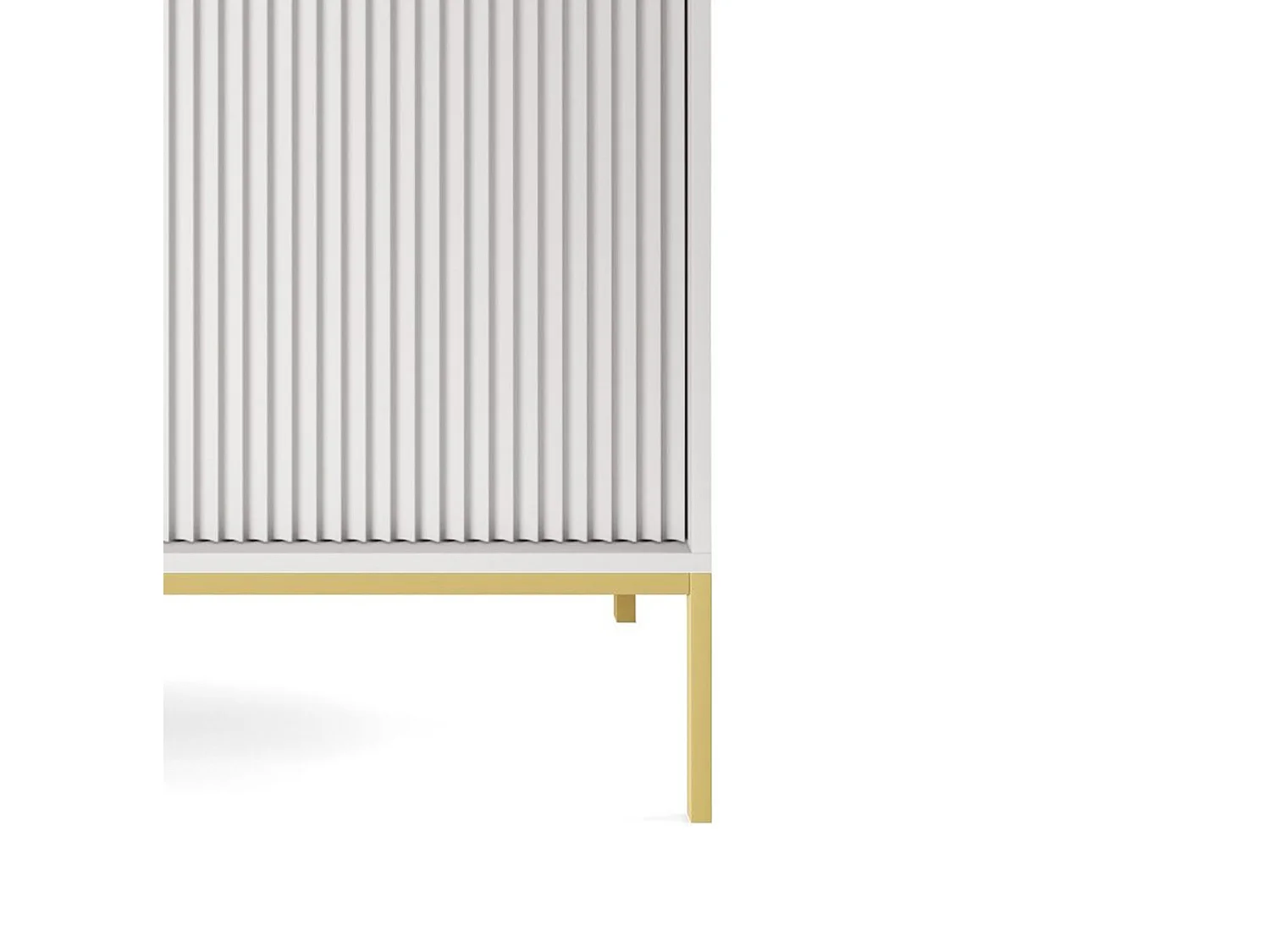 Komoda Wysoka Geriffelt DomoHome NOVA – 2 drzwi, Highboard z złotymi uchwytami, Szary, złote nogi 125x104x39cm - Elegancka do salonu