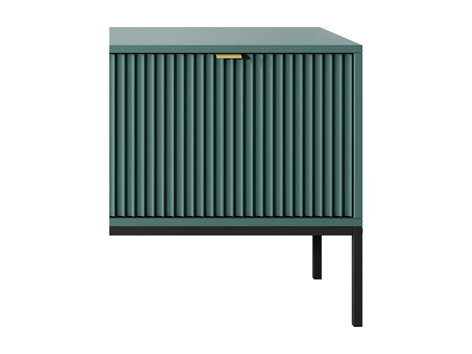 Meuble TV Geriffelt NOVA Poignées dorées 2 portes, tiroir, étagère 154x56x39cm, Façade noire, Cadre couleur LABRADOR