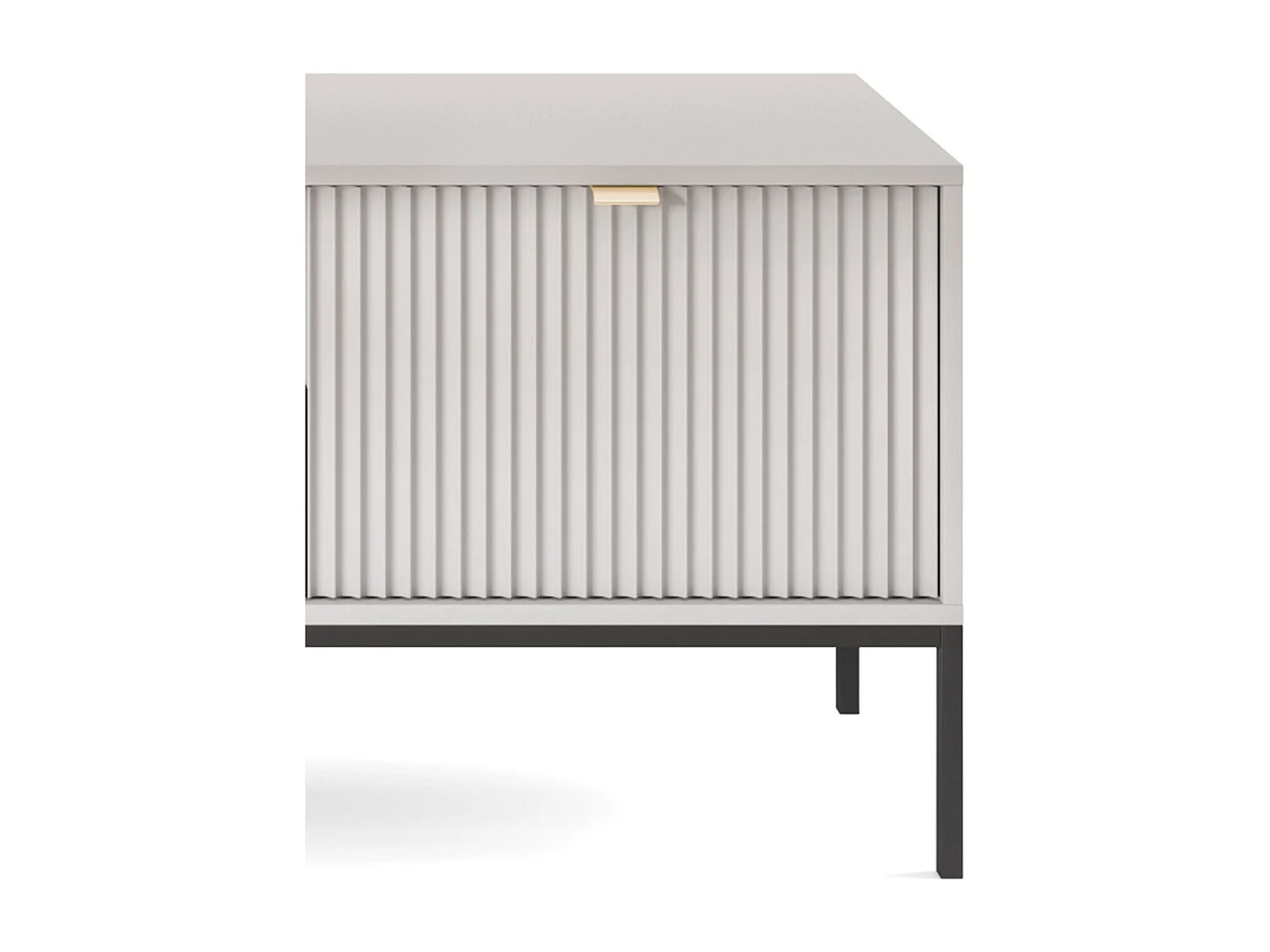 Meuble TV Geriffelt NOVA Poignées dorées 2 portes, tiroir, étagère 154x56x39cm, Façade noire, Cadre couleur GRIS