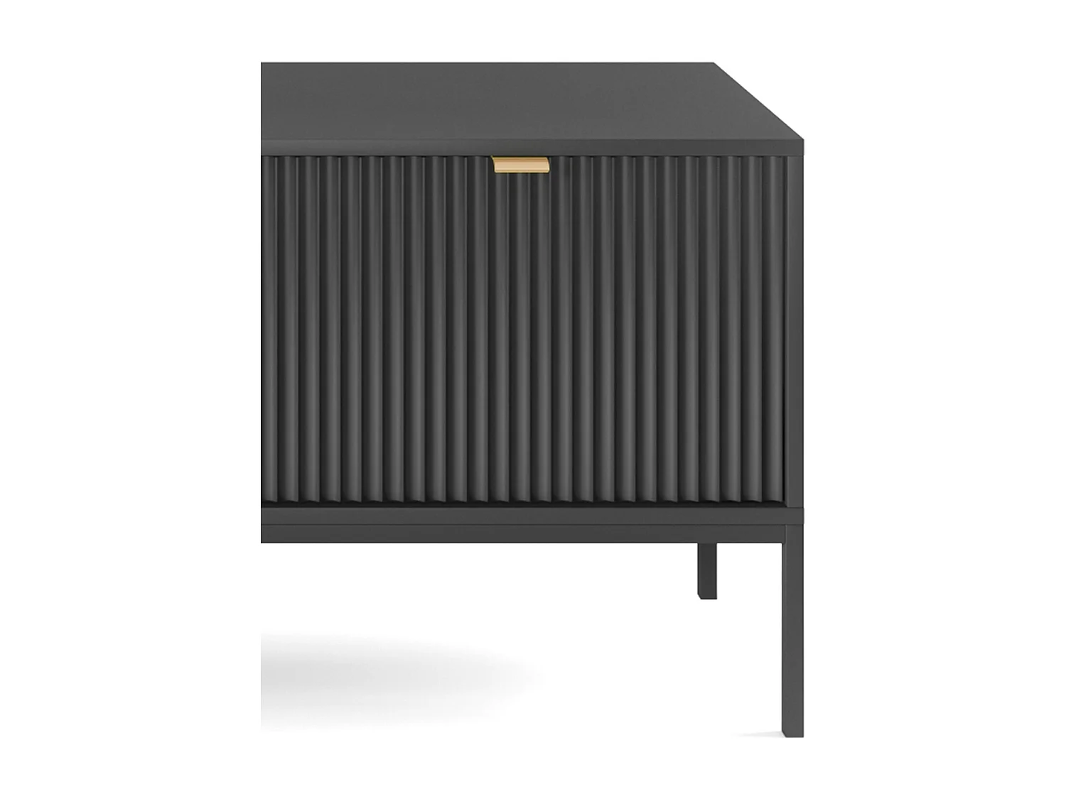 Meuble TV Geriffelt NOVA Poignées dorées 2 portes, tiroir, étagère 154x56x39cm, Façade noire, Cadre couleur NOIR