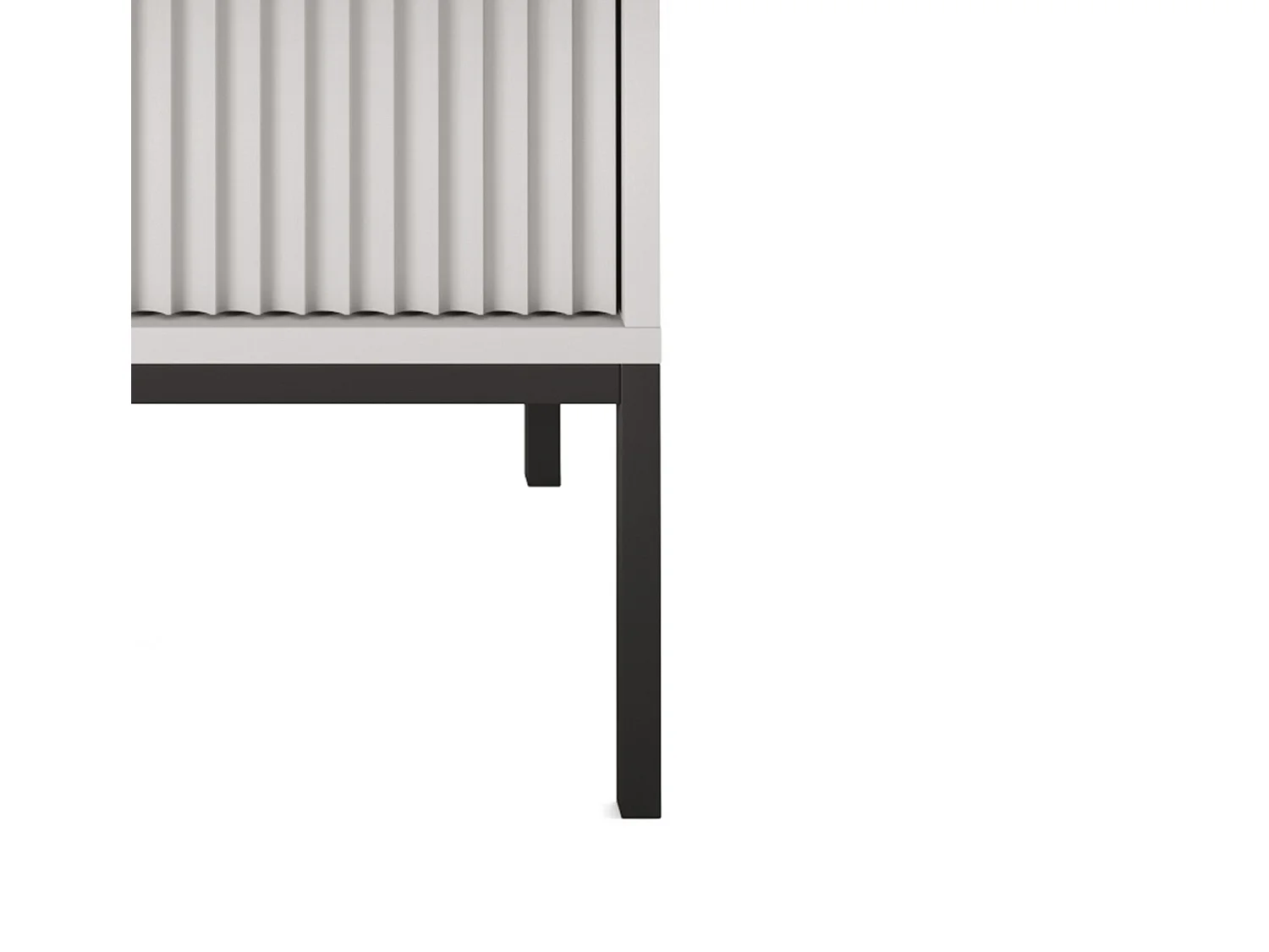 Table de Nuit Élégante Nova – Design avec poignée dorée, Façade Geriffelt, Pratique & Moderne, 54x56x39 cm, Gris mat, Pieds métal noirs