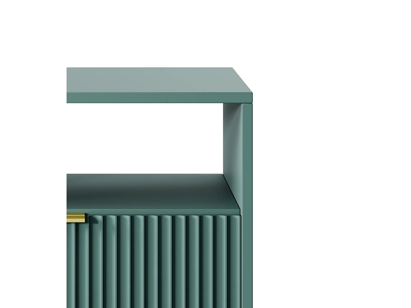 Table de Nuit Élégante Nova – Design avec poignée dorée, Façade Geriffelt, Pratique & Moderne, 54x56x39 cm, Labrador mat, Pieds métal noirs