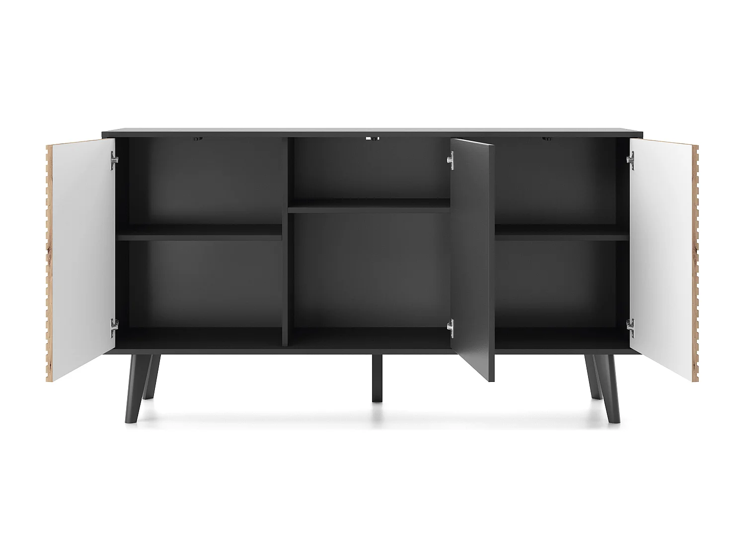 Buffet WILLOW K-154 – 154 cm Largeur, Pieds Métalliques, Rangement Push-to-Open, Chêne Artisan, Moderne pour Salon