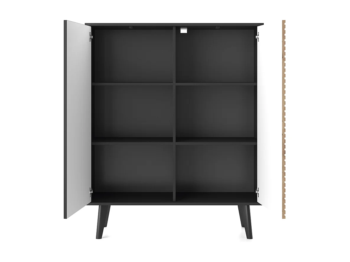 Buffet WILLOW KD-104 – 104 cm Largeur, 125 cm Hauteur, 39 cm Profondeur, 2 Portes, Noir Chêne Artisan, Cadre Métallique Stable