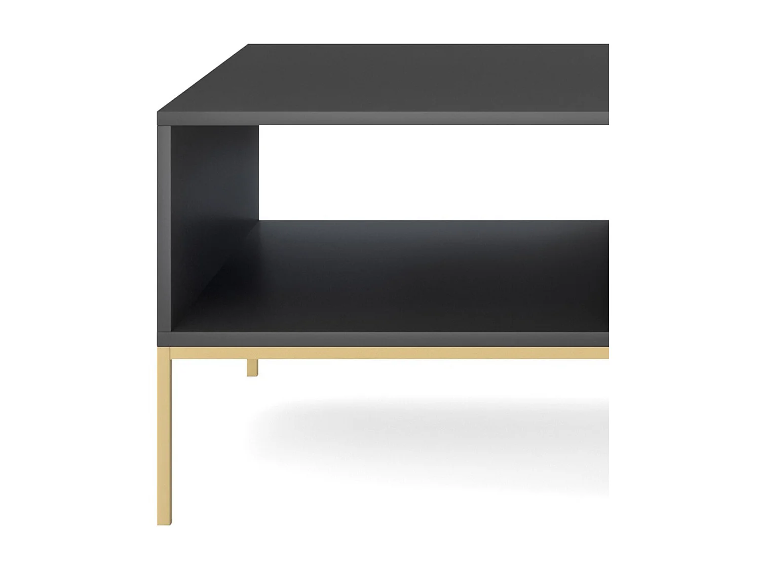 Elegante salontafel DomoHome NOVA – Met gouden accent, Moderne lade in MDF, Gouden metalen poten, Minimalistisch ontwerp, Zwart, 104x104x46cm