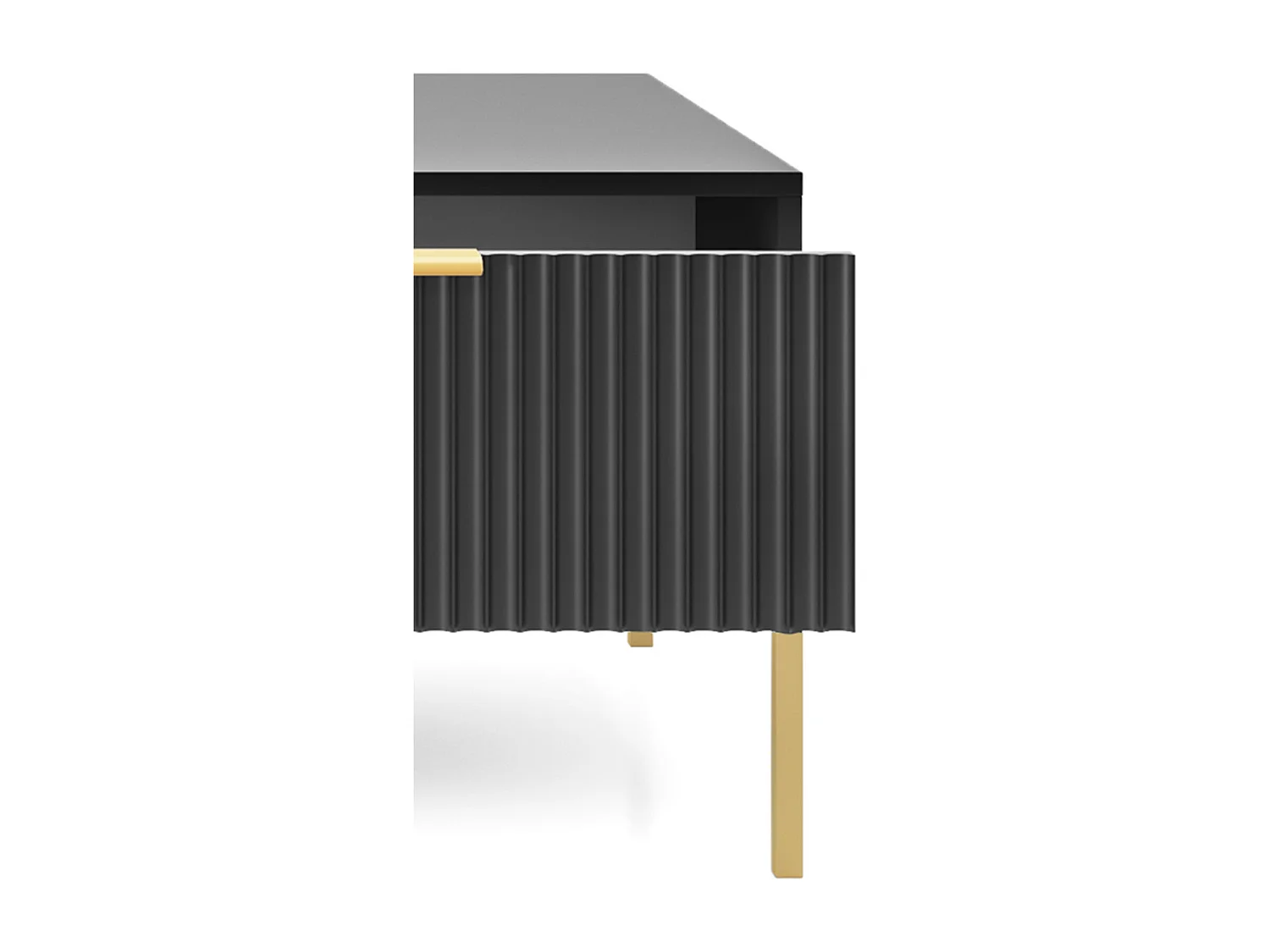 Elegante salontafel DomoHome NOVA – Met gouden accent, Moderne lade in MDF, Gouden metalen poten, Minimalistisch ontwerp, Zwart, 104x104x46cm