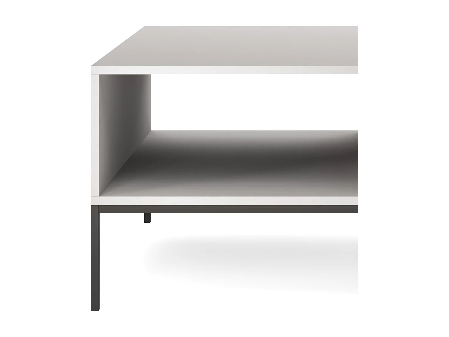Elegante salontafel DomoHome NOVA – Met gouden accent, Moderne lade in MDF, Zwarte metalen poten, Minimalistisch ontwerp, Grijs, 104x104x46cm