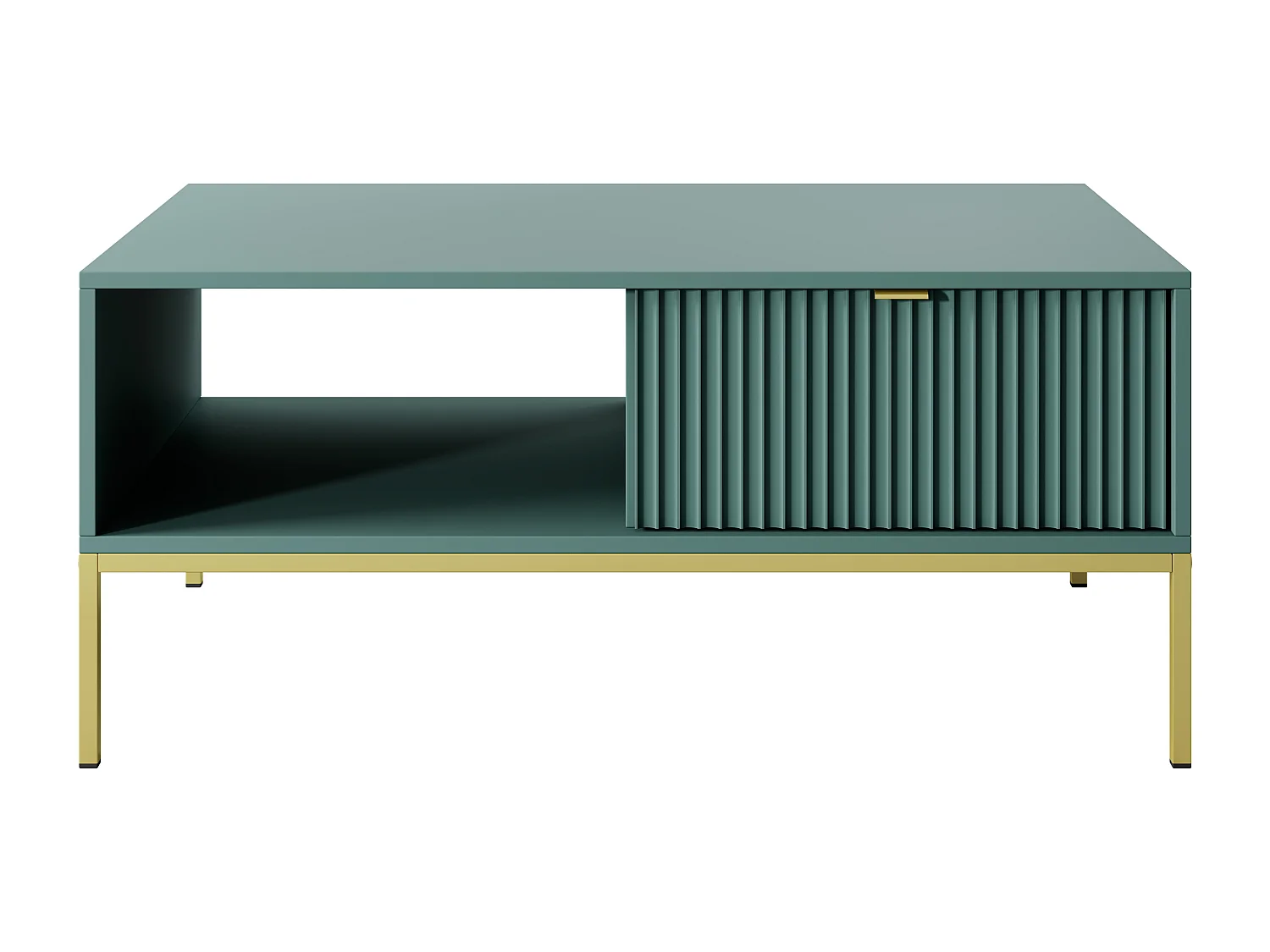 Elegante salontafel DomoHome NOVA – Met gouden accent, Moderne MDF lade, Gouden metalen poten, Minimalistisch ontwerp, Labrador, 104x104x46cm