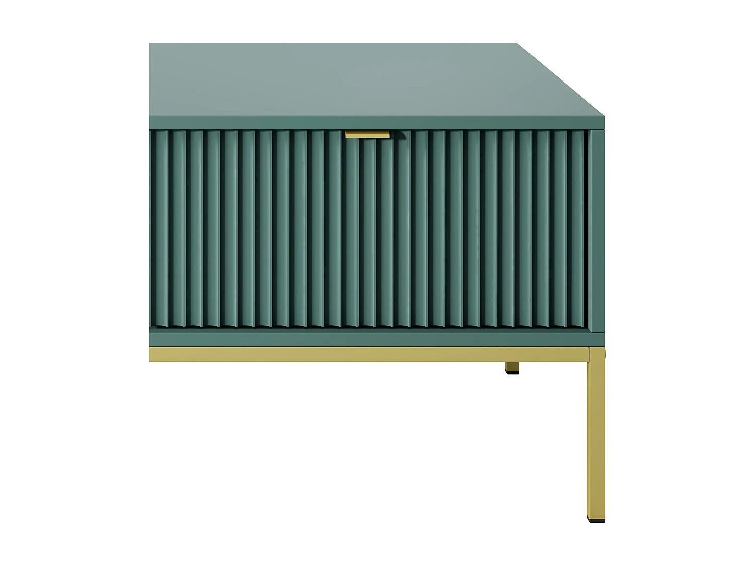 Table Basse Élégante DomoHome NOVA – Avec accent doré, Tiroir moderne en MDF, Pieds métal dorés, Design minimaliste, Labrador, 104x104x46cm